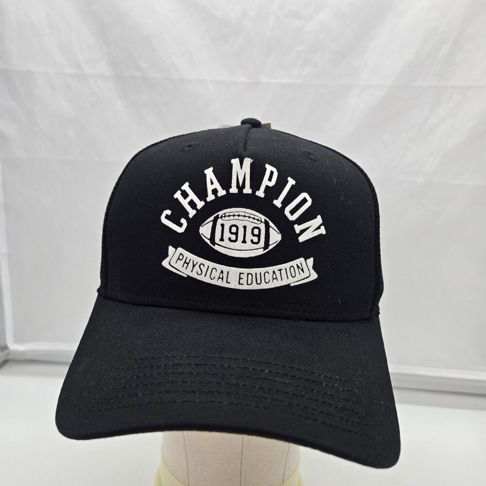 Champion Adult Phys Ed Twill Trucker Hat - Black ATHLEISURE Gorpcore NEW